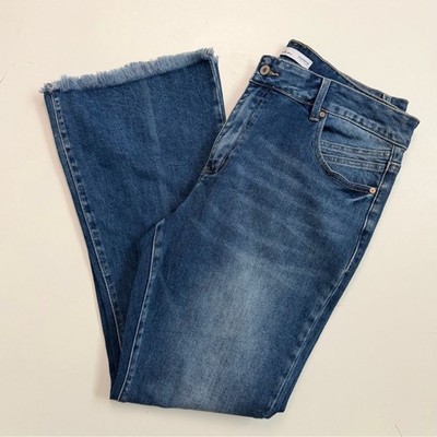 Kancan Jeans Estilo Patchwork Flare Back Raw Hems Stretch Boho Bohemian Festival