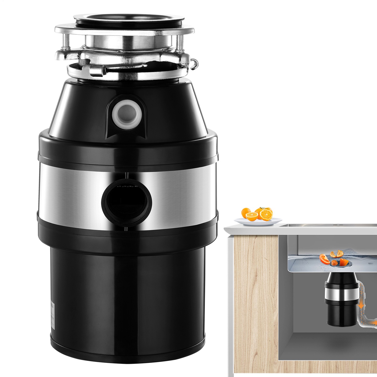 3/4 HP Garbage Disposal Food Waste Disposer Continuous Feed Stainless Steel New