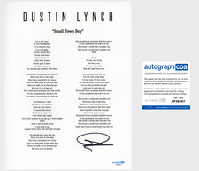 'Dustin Lynch' Country Star Signed Lyric Sheet 'Small Town Boy' ACOA