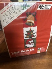 Vintage Latch Hook Kit Christmas Holiday Bell/tree/Santa National Yarn Crafts