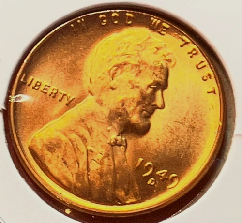 1949-D Lincoln Wheat Cent Penny GEM RD BU From an Original Bank Roll