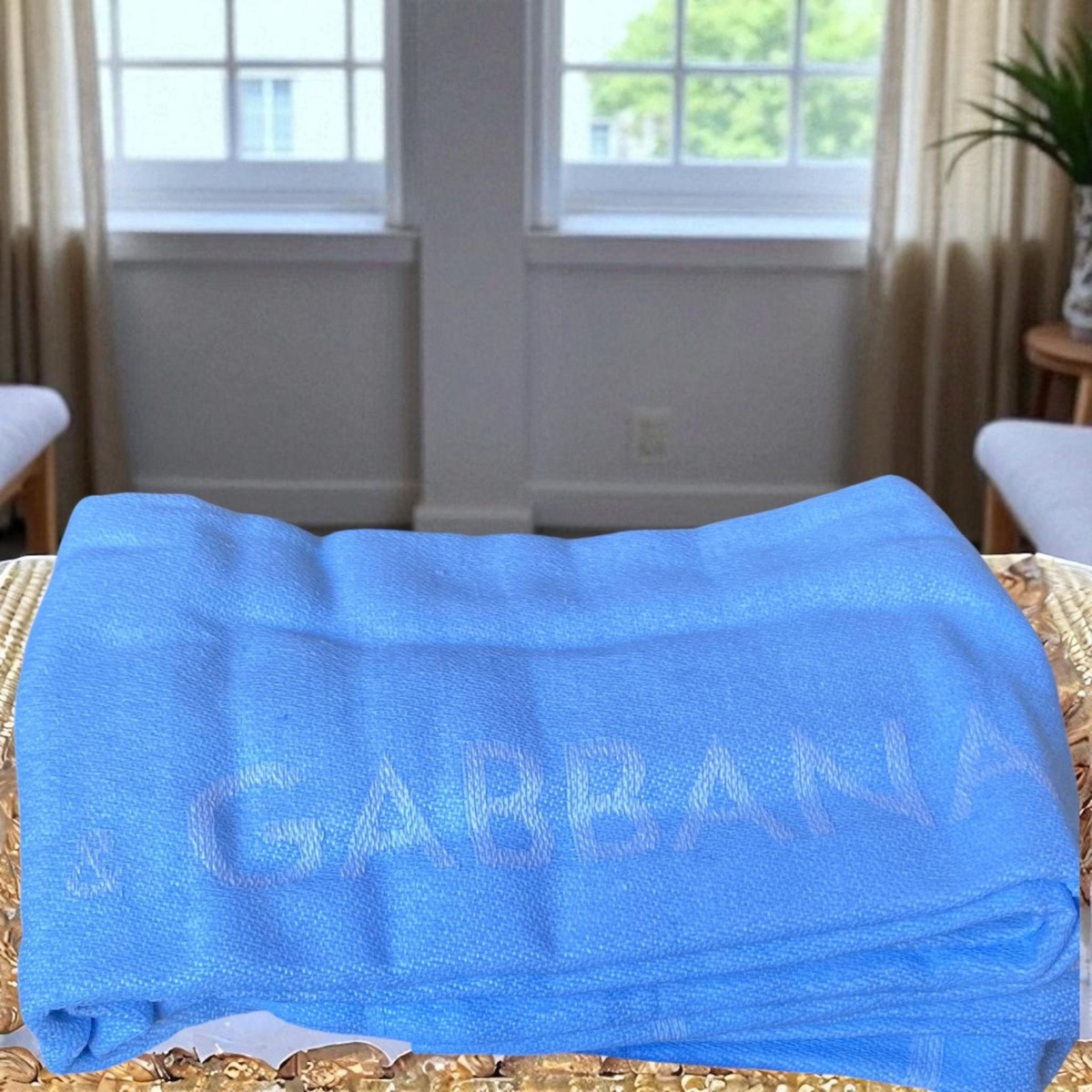 Dolce&Gabbana Light blue extra large blue and white beach towel