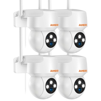 1-4PCS 2K Security Camera Outdoor,360° View Pan/Tilt,Two-Way Audio,Easy to Setup
