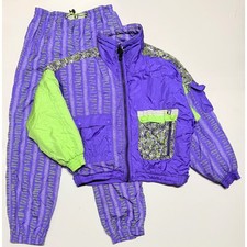 Vintage Kaelin Ski Suit Womens Purple Green 90s Retro 14 Jacket 12 Pants Set