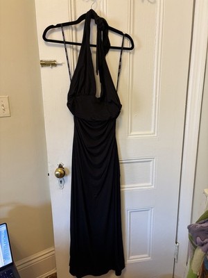 kookai black dress Leni Halter Sleeveless Stretch Jersey Maxi Size 36 RJ116 Sleeve length:Long sleeves this mini dress combines 1218SALE Birthday Frocks For Kids