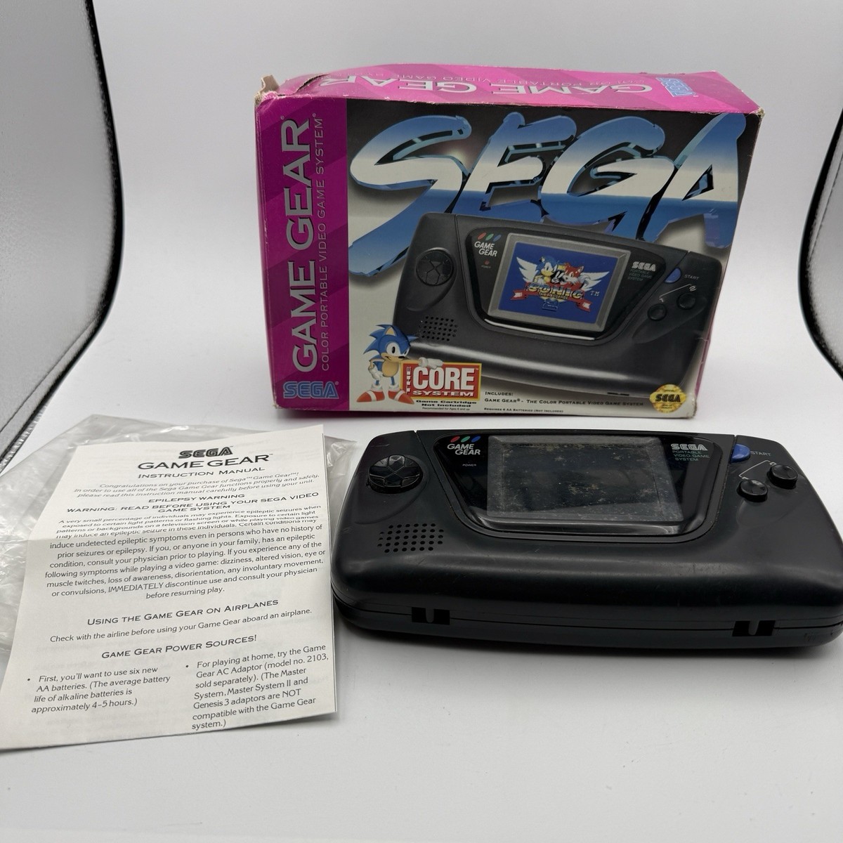 SEGA GAME GEAR 本体 Sega Game Gear Handheld Console, Box And Manual No Screen Display