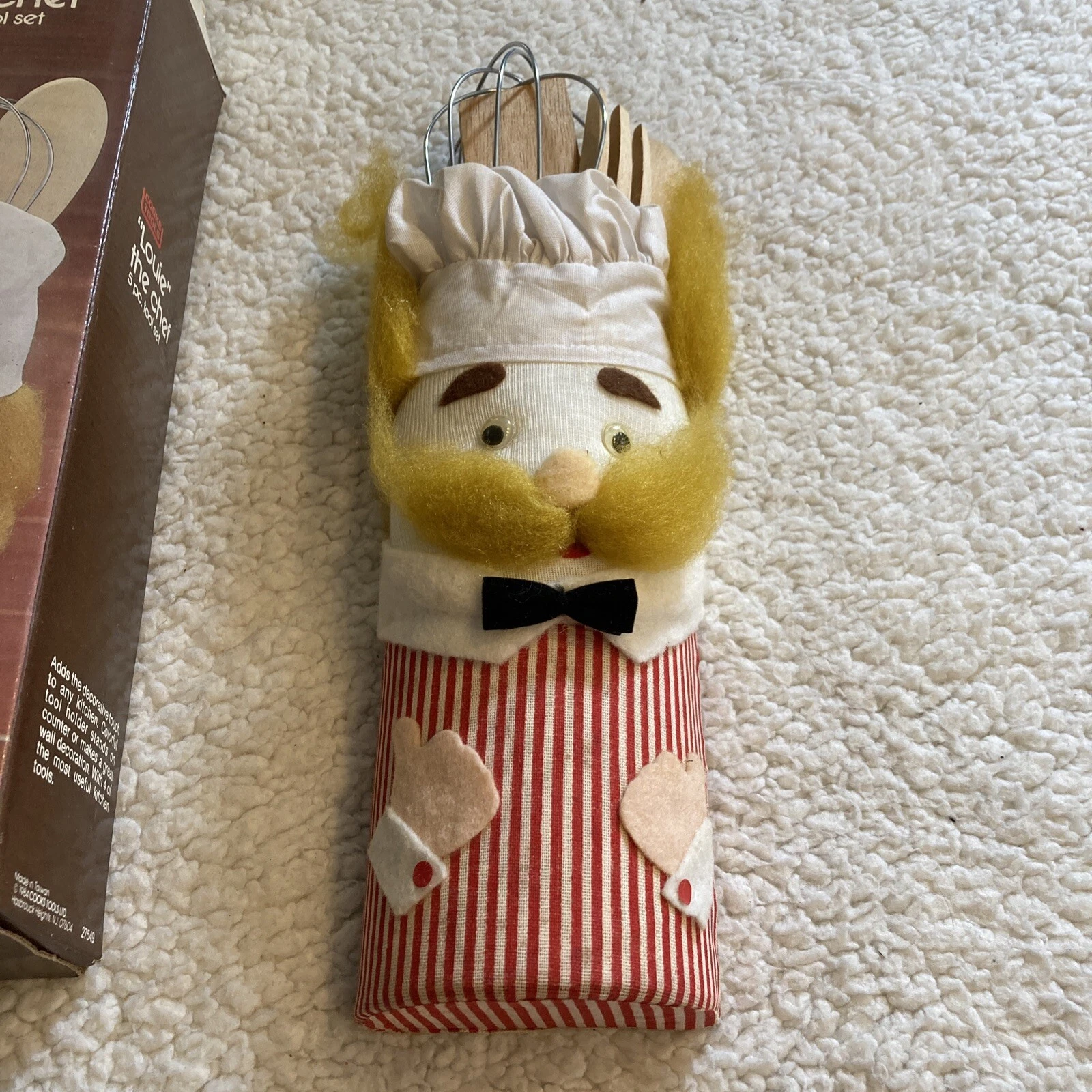Louie The Chef 5pc Tool Set, Taiwan, Cooks tools 1984, Vintage Kitchen Decor