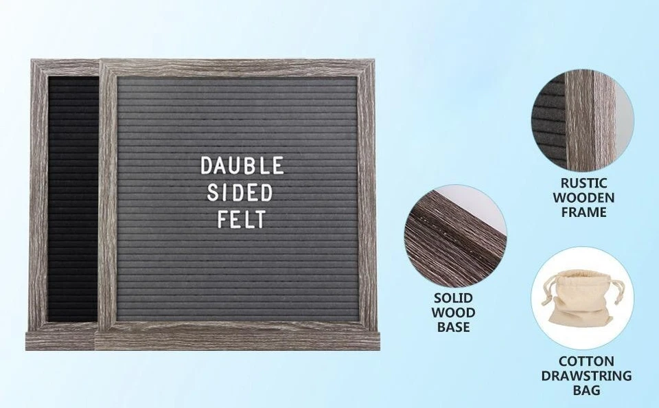 ewtshop® Doppelseitiges Letterboard aus Holz und Filz - Tafel, Buchstaben S/W - Bild 3 von 4