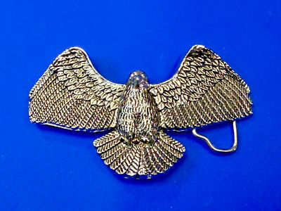 Patriotic Eagle Spreading Wings Flying Figural Cutout Silver Tone Belt Buckle
