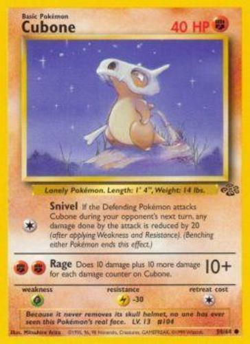 Cubone - 50/64 - Common - Unlimited Edition NM, English Pokemon Jungle