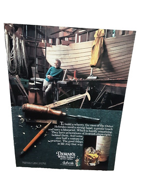 1983 Dewars White Label Whiskey Build a Wherry Original Print Ad 80s