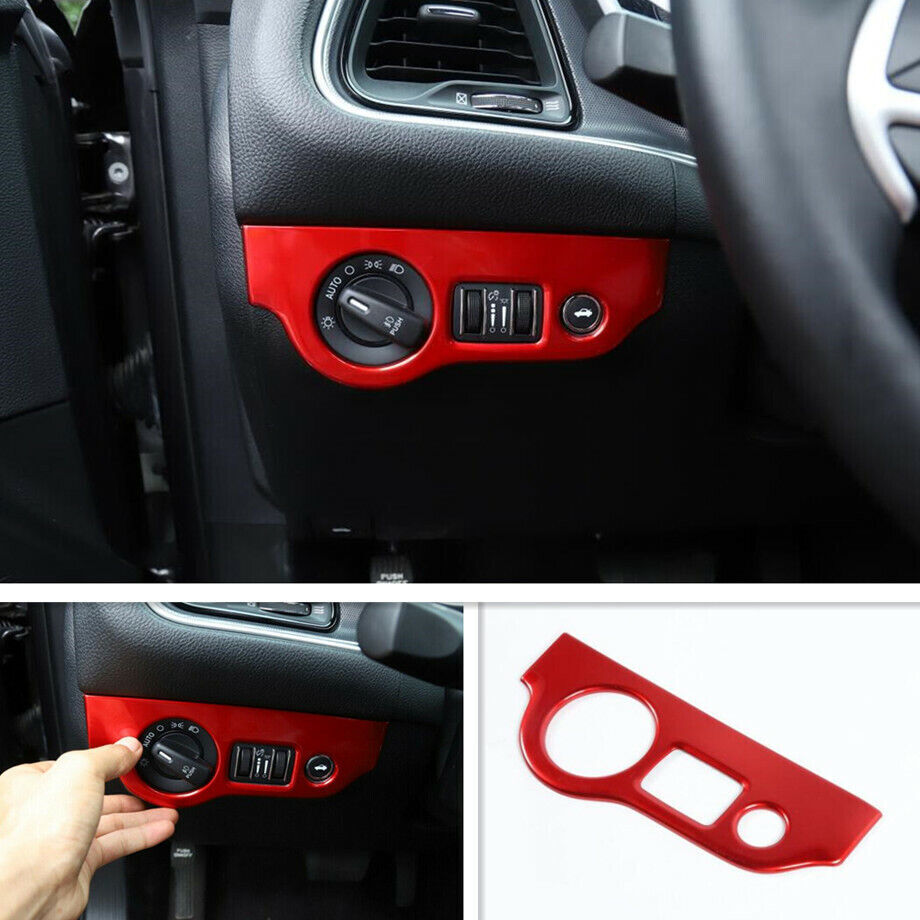 Head Light Switch Button Cover Trim Accessories Red For Dodge Charger 2010-2020