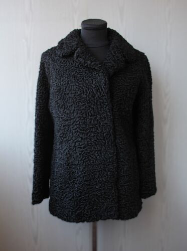 Black natural Persian lamb fur jacket, karakul coat, vintage, size L, for women - Picture 4 of 21