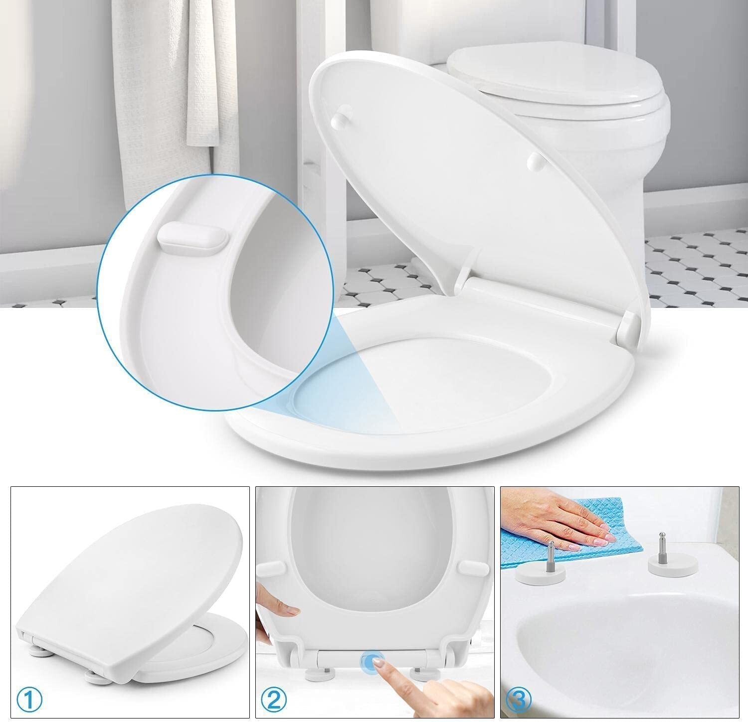 SURFOU Toilettensitz Mit Soft-Close - O-Form Bis 150kg, Quick-Release Montage