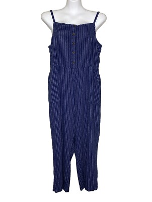 Old Navy Blue Linen Linen Jumpsuit Navy Old Navy Linen Blend Wide