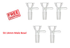 5x 14mm Male Quality Glass Bowl For Water Pipe Hookah Bong Replacement Head