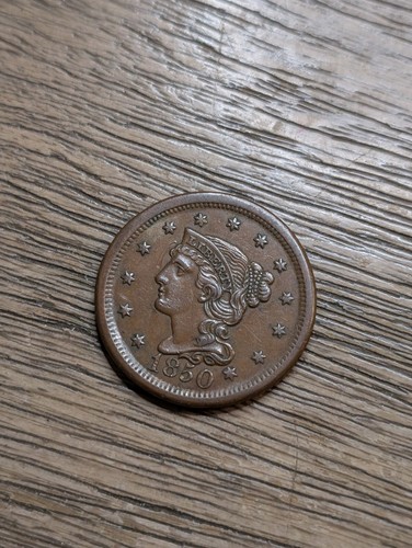 1850 Braided Hair Large Cent - AU - Picture 3 of 4