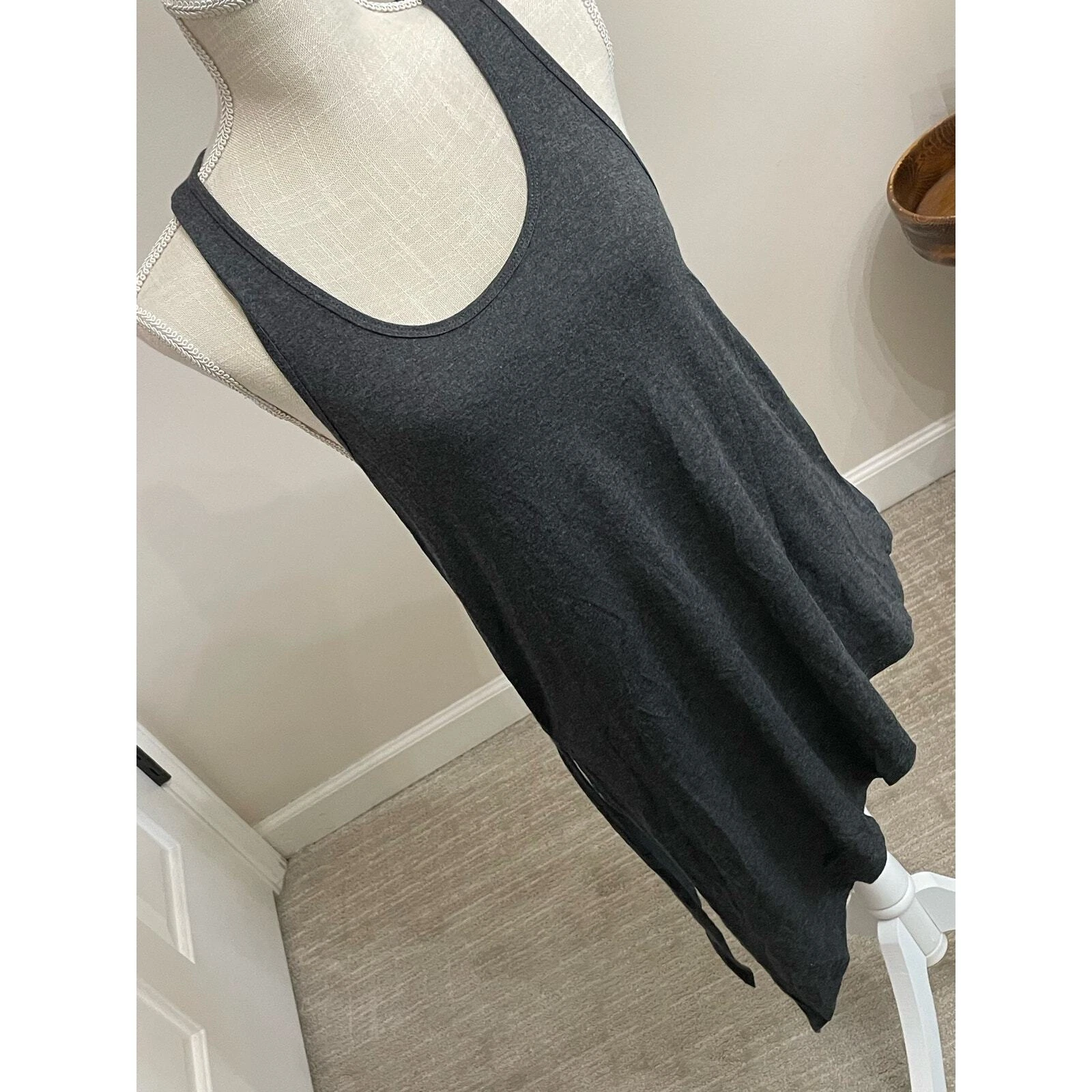 beyond-yoga dark asymmetrical racerback side tie tank-top