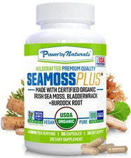 Power By Naturals Sea Moss Plus - USDA Organic Irish Sea Moss Capsules w/Wild...