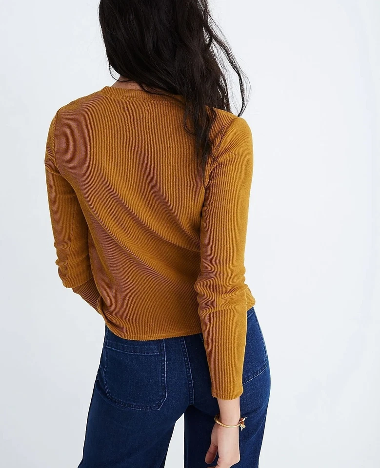 Suéter Pullover Acanalado Cuello Redondo Nudo Naranja Óxido Madewell Nuevo con Etiquetas Talla M Foto 3 de 4