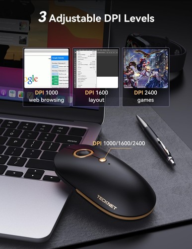 Wireless Bluetooth Mouse 3 ModeDual Bluetooth+2.4Ghz Silent Computer Mouse Bl... - Picture 4 of 7