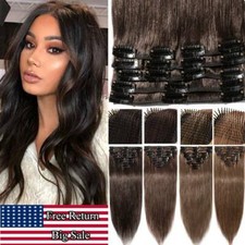 Premium Clip in 100 Real Remy Indian Human Hair Extension Long Blonde Brown L52