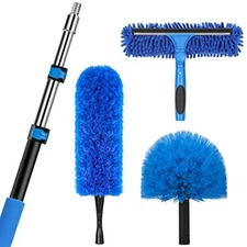20 Feet High Reach Duster Kit with 5-12 Ft Extension Pole, Cobweb Duster with 