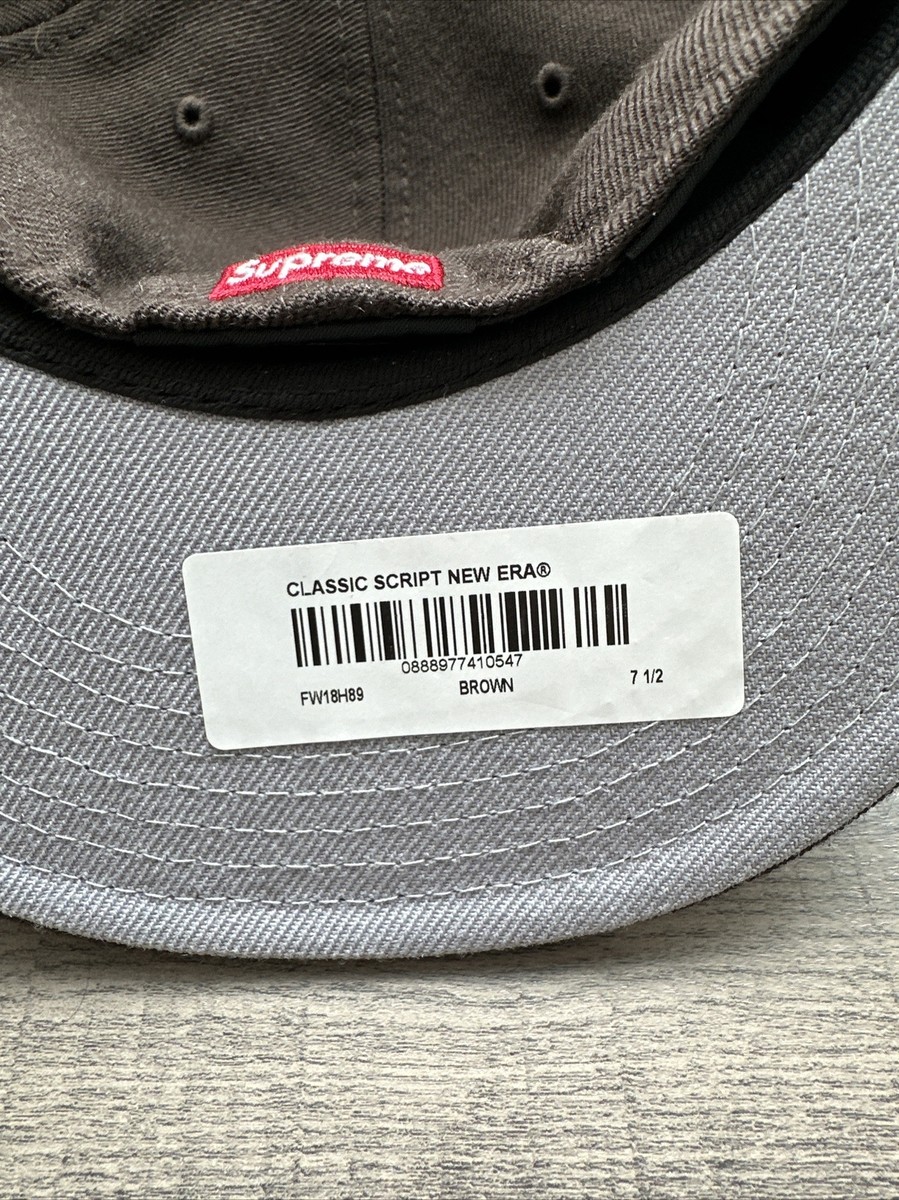 Supreme Classic Script New Era Cap Hat Brown 7 1/2 - FW18 - NEW | eBay