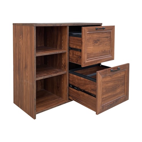 Graham 80cm Wide 2 Drawer Modern Lateral Filing Cabinet Walnut - Picture 4 of 10