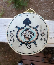 Artist CJ PROPHET NATIVE AMERICAN  6 1/2 INCH TURTLE DRUM, Leather, new