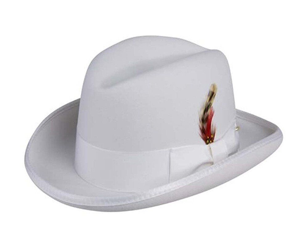 Deluxe Homburg Fedora Hat in White | eBay