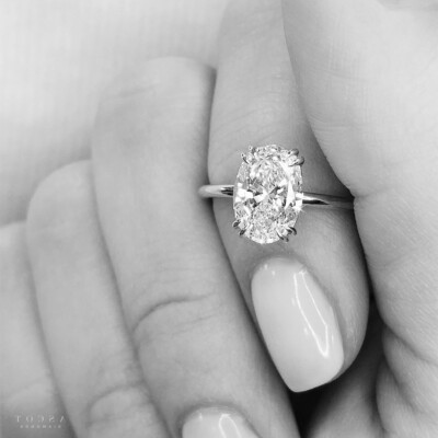 5Ct White Oval CZ Double Eagle Claw Prong Solitaire Ring In 925