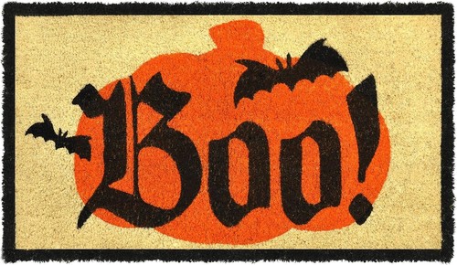 Halloween Decoration Boo Bat Patterned Doormat, 30”x 17” Non Slip Natural Coir - Picture 5 of 6