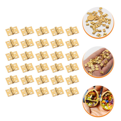 30 Pcs Mini Wooden Box Hinges Micro Jewelry Box Hinges Mini Alloy Hinges