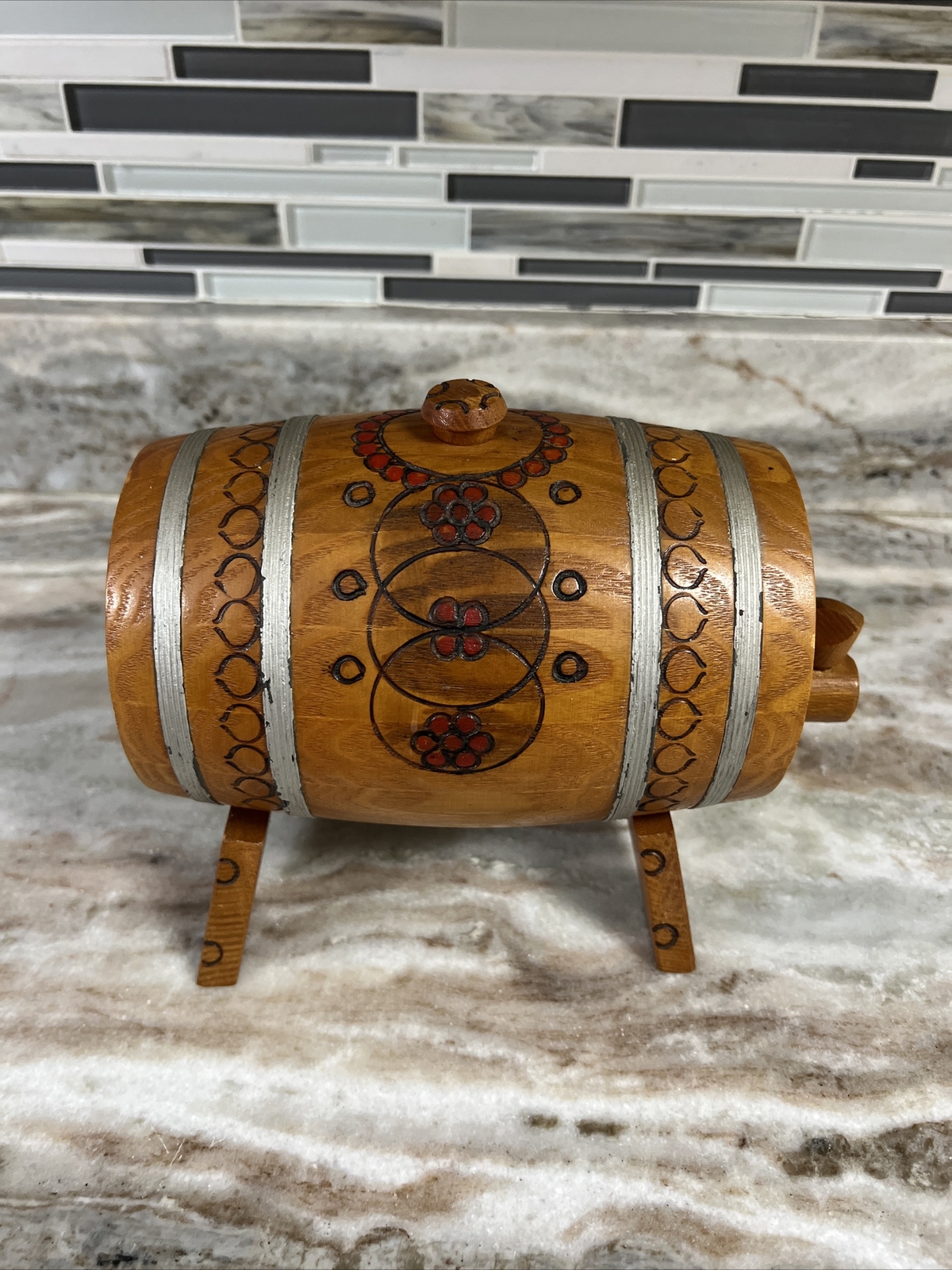 Vintage Polish Whiskey/Beer Barrel Keg With Tap, Plug & Stand - Read Desc!
