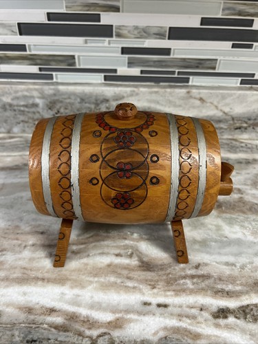 Vintage Polish Whiskey/Beer Barrel Keg With Tap, Plug & Stand - Read Desc!