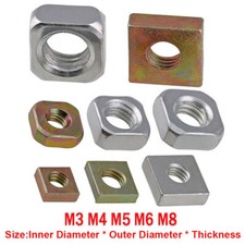M3 M4 M5 M6 M8 Carbon Steel Square Nut Machine Screw Zinc-Plated Metric Bolt Nut
