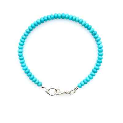 4mm Bright Blue Arizona Turquoise Bracelet, High Quality Genuine Turquoise, Mode