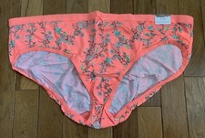 Plus Sz 22/24 Lane Bryant Cacique No Show Hipster Nylon Panty Coral Peach Flower