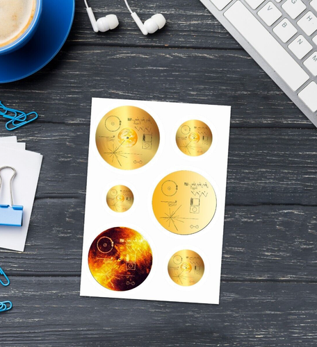 NASA Voyager 1 Golden Record — space stickers, sticker pack, macbook skin - Afbeelding 1 van 9