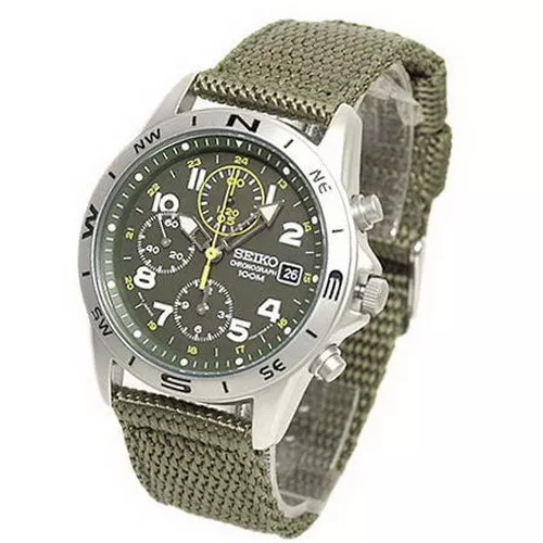 Seiko chronograph shop 100m leather strap