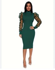 Almost Famous NWOT Women’s Long Sleeve mesh figure hugging knee length dress S