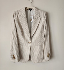 Express Womens White/Tan Striped One-Button L...
