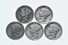 High Grade Lot 1937 1935 1938 1939 1936 Mercury Dime Collection *587