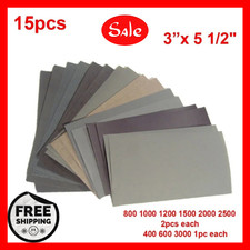 15pcs Wet Dry Sandpaper Assorted Grit 400 600 800 1000 1200 1500 2000 3000