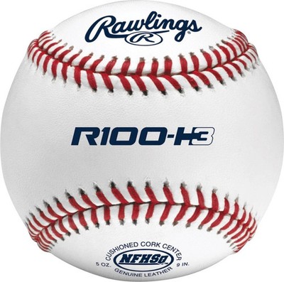 Rawlings R100 H3 High School Baseball Full Grain Leather Durable Design 12 Pack