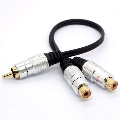 RCA Splitter Cable 1 RCA Mono Male to 2 RCA Phono Female Y Adapter Cord, 0.3 ...