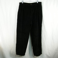 Eddie Bauer Corduroy Pants Women 16 Black Pleated Straight Leg Vintage Core 90s