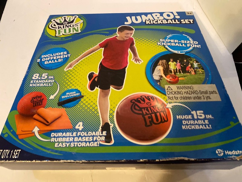 King of Fun Jumbo Oversized Kickball Set New In Box Complete 2 Balls Bases Pump