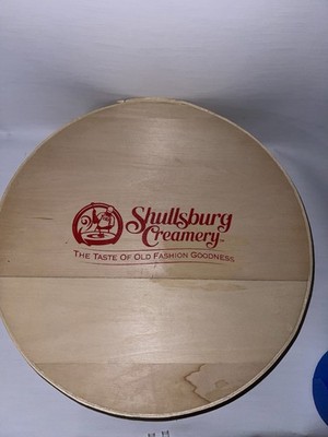 Vintage Shullsburg Creamery Round Wooden 15'' Cheese Box/Crate w/lid  #3
